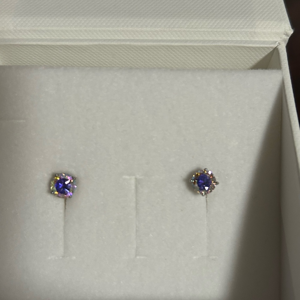 Elegant Multicolored Stone Purple Studs with bonus EFFY chain  MOTHERS DAY GIFT